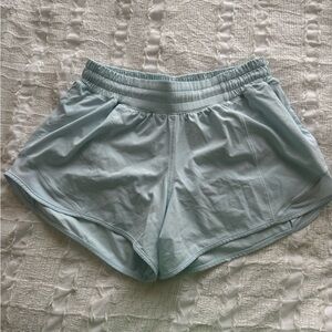 lululemon light blue hotty hot low-rise lined shorts size 6